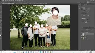 Adding a loved one into a family photo with Photoshop, quick select, move tool, angel wings PNGTree