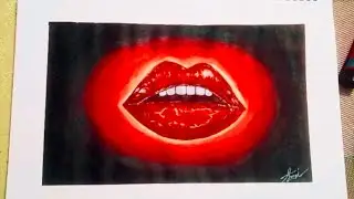 Painted glossy lips / Learn how to realistic lips // Painted Rad  lips