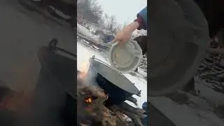 кортофильное пюре на открытом огне , зимий поход