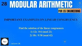 Important Examples on Linear Congruence#Modular Arithmetic#2022scheme#bmats101#Dr. Sujata T