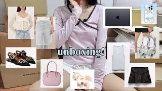 택배언박싱📦 자라신상, 가니 플랫슈즈, 여름옷 잔뜩, 맥북에어 M3, 실버백팩 등•• 같이 택배 뜯어요🧝🏻‍♀️🩵