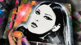 Portrait multi layer stencil painting with spray paint | Pop art portrait | Maruv art by N Homenko