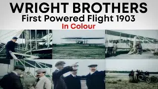 Wright Brothers First Flight in their powered aircraft | 1903 | In Color