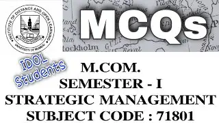 MCQs | Strategic Management Sem-1 | M.com-1  Mumbai University | IDOL exam | IDOL Students