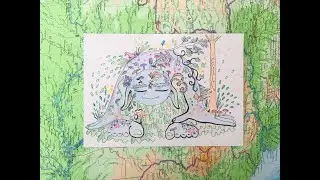 drawing from imagination | Drawing a fantasy creature | draw with me | Ink and Colour pencil