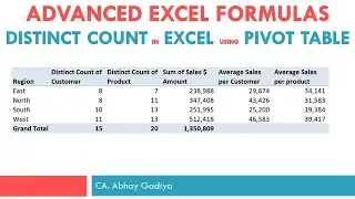 How to get distinct count inside pivot table    full video