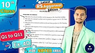 Ex 4D Q1 to Q11 | Class 10 Rs Aggarwal | Quadratic Equations | Chapter 4 | CBSE 2023 - 24 | MD Sir