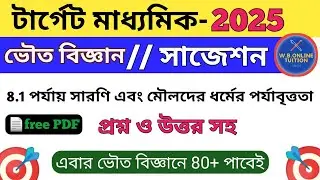 পর্যায় সারণি এবং মৌলদের ধর্মের পর্যাবৃত্ততা || Madhyamik Physical Science Suggestion 2025