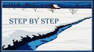 🏞 Как нарисовать зимний пейзаж ❄ деревья  \\ речку \\ снег 🏞 How to draw a winter landscape