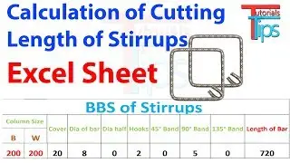 How to make BBS on excel sheet | calculation of cutting length  for stirrups in excel sheet