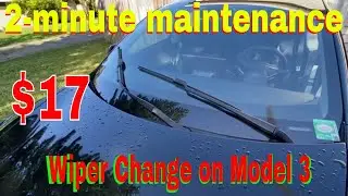 Tesla model 3 windshield wiper change - 2 minute maintenance