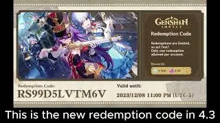 Genshin impact 4.3 redemption code