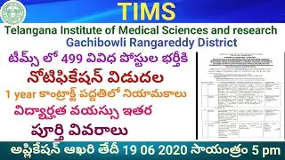 TIMS 499 posts 2020 notification released notification full details