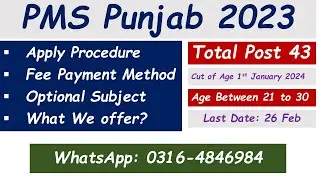 PMS Punjab 2023 Apply Method and Optional Subject Details | PPSC | PMS | 2023