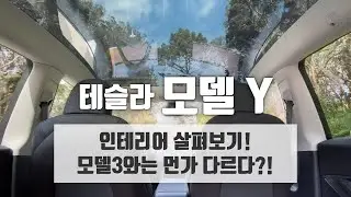 테슬라 모델 Y 인테리어 살펴보기! 모델3와는 조금 다르네요. 파노라마 루프도 멋져요!