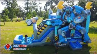 360° Video Blue Robot Bounce House | Move the Camera in 360° View