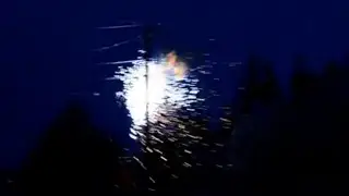 Oklahoma ice storm, El-Reno Ok. Power lines Explode, close up