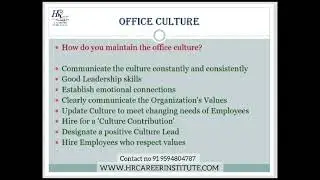 Office Culture - meaning , how to maintain good office culture and details. #hrcareer #officeculture