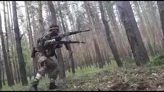 Brave #Chechen fighter with two AK-74 in the forests of Luhansk