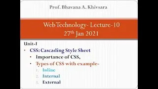 CSS: Cascading Style Sheet| Importance of CSS, Types of CSS with example- Inline,Internal, External