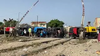Railroad crossing in Alexandria Egypt 🇪🇬 of old EMD G22 Locomotive train