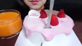 파리바게뜨 행복해 딸기 퐁당 케이크 먹방 cake mukbang
