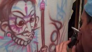 Airbrush T- Shirt step by step Cjay, Miami Beach, G-Rok themed tribal edition