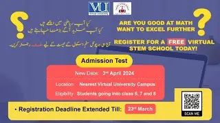 VU STEM SCHOOL ADMISSION 2024 | Free Laptops | Virtual STEM School System | Entry Test Details #vu