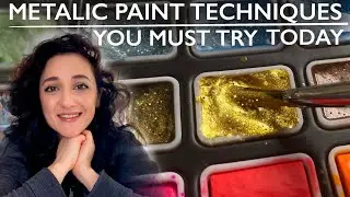 3️⃣TECHNIQUES to create AMAZING ART with metallic/iridescent paint - beginner watercolour tutorial