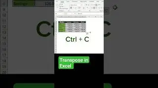 Transpose in Excel #exceltech #excelworld #exceltutorial #exceltricks #excelshortcuts #excelshorts