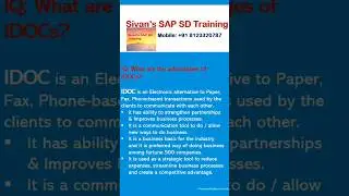 The advantages of IDOCs | Interview questions | Sivan's SAP SD Training