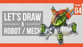 Let's draw a robot or mech part 04