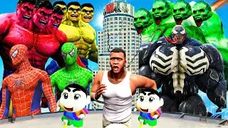 FRANKLIN AND SHINCHAN BECAME GOD HULK AND SPIDERMAN AND KILLED ZOMBIE AVENGERS IN GTA5 !