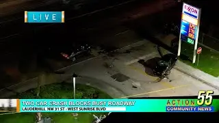 Bad crash shuts down Sunrise Blvd next to Swap Shop, Lauderhill police is investigating