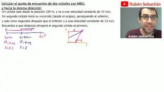 MRU PROBLEMA de ALCANCE o PERSECUCIÓN. Movimiento rectilíneo uniforme. Física.