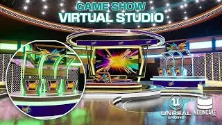 Vibrant Game Show Studio Rendered in Unreal Engine (Aximmetry Compatible)