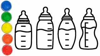 Baby Milk Bottle Painting Drawing and Coloring for Kids and Toddlers