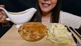 ASMR mukbang | M&S Steak Pie, Creamy Mash & Melt in the Middle Pudding | GASTROPUB Dine In for £15