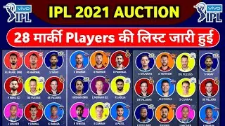IPL 2021 : BCCI Announce Marquee Players List For IPL 2021 Auction || IPL 2021 Marquee Players List