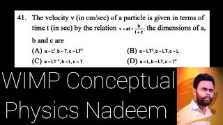 The velocity v of a particle is given in terms of time t by the relation v= at + b/t+c,