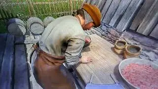 Carnicero de Ledečko elaborando la carné 🍖picada en kingdom come deliverance 🥩🥓