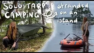 TARP CAMPING on an island: Girl stranded alone (solo overnight adventure) & island hopping