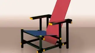 Gerrit Rietveld Red Blue Stuhl + Schroeder Tisch