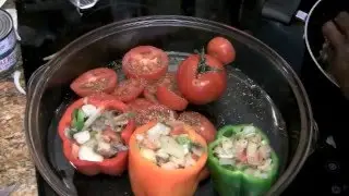 Stuffed Peppers with Grilled Maple Glazed Seafood