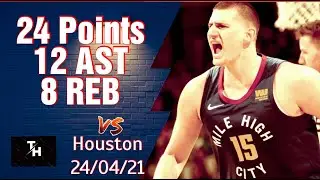 Nikola Jokic FULL Highlights Vs Houston Rockets. 24 Points  12 Assists 8 Rebounds.