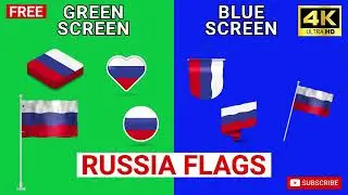 Russian Flags 0.1 in Green and Blue Screens | 4K Resolution | Free to use 
