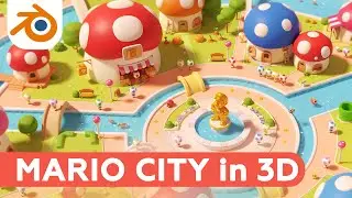 Mario City in Blender | Illustration in 3D | 2D to 3D process