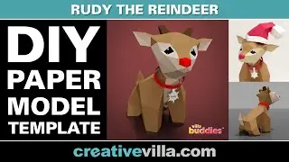 Villa Buddies - Rudy - DIY Low Poly Paper Model Template, Paper Craft, Christmas, Rudolf