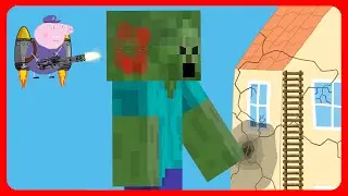 Peppa Pig vs Zombies Part 7. Giant zombie. Cartoon parody.