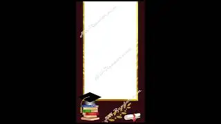 Vertical animated template, golden luxury frame line, animated laurel branch, books, diploma, gradua